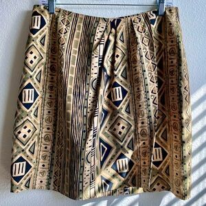 Tribal Print Faux Wrap Silk Skirt